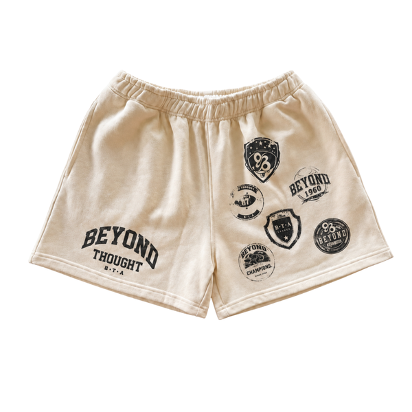 University Shorts — Creme — FLAT LAY