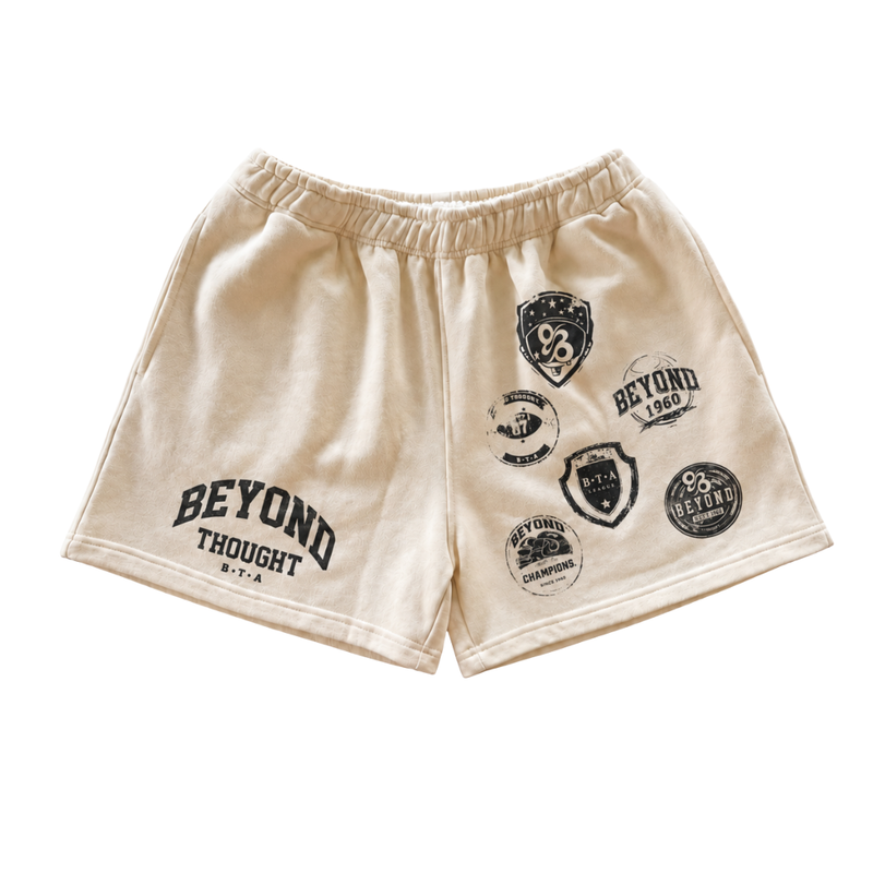 University Shorts — Creme — FLAT LAY