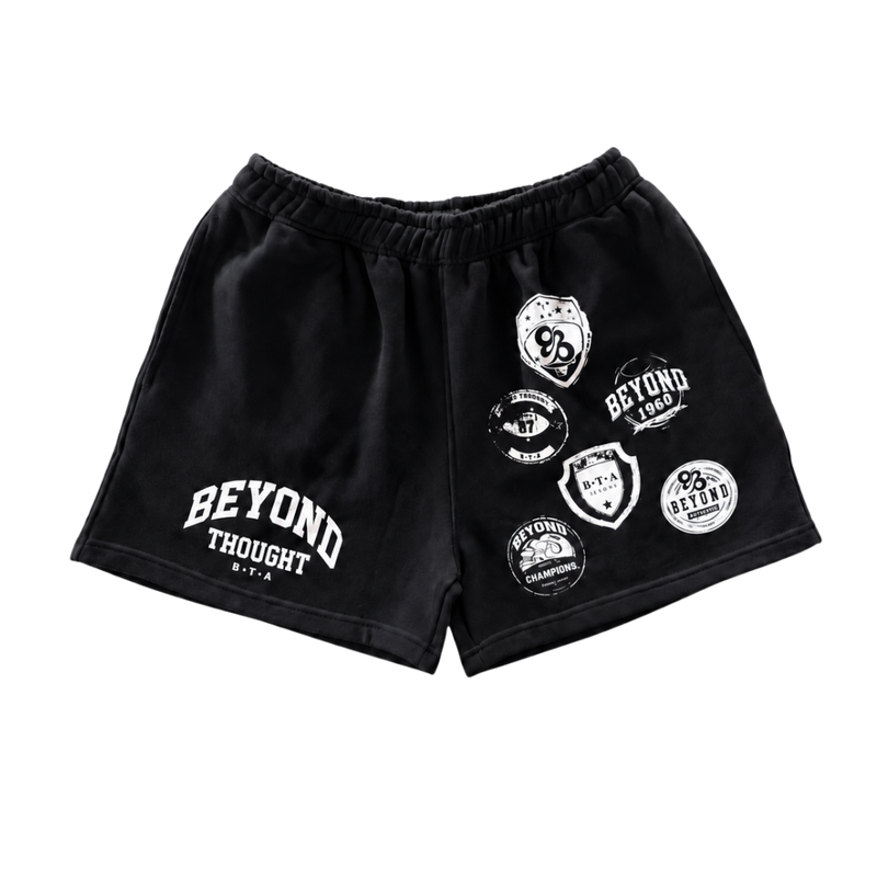 University Shorts — Black — FLAT LAY